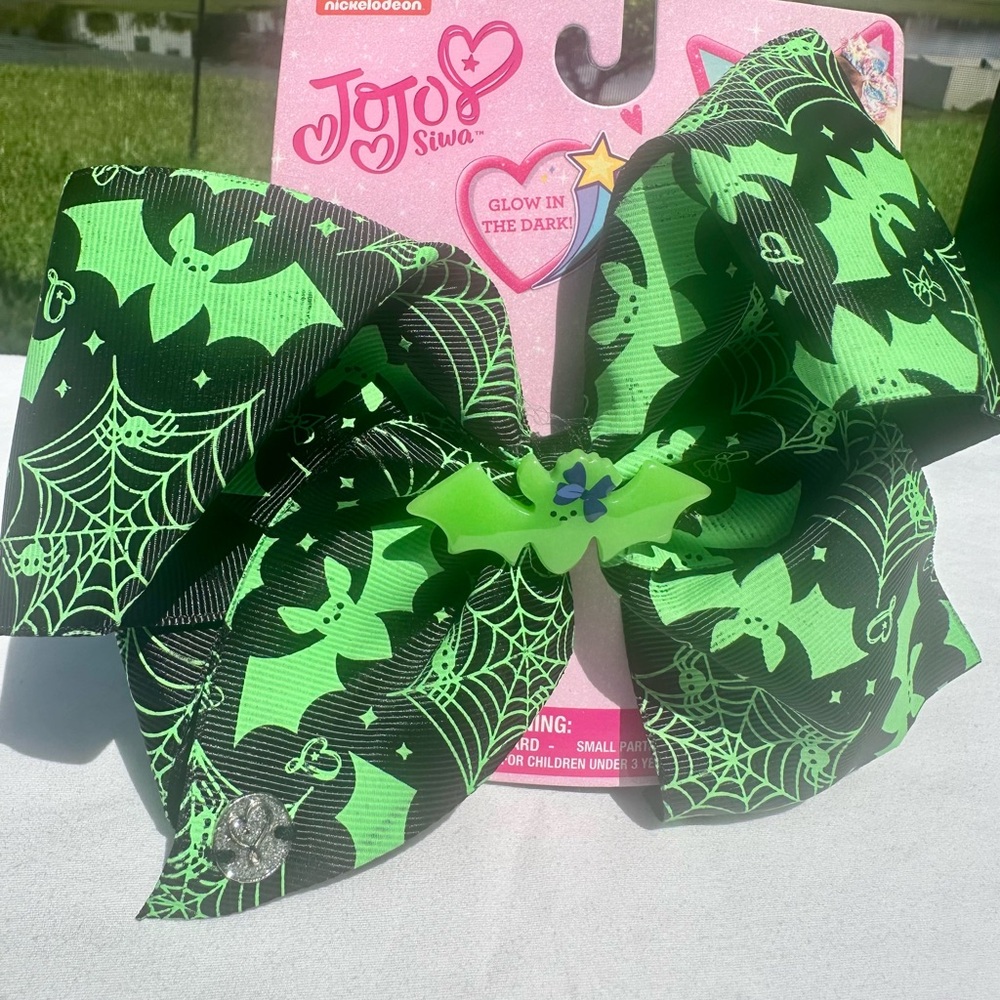 JoJo Siwa Glow-in-the-Dark Halloween Bow Hair Clips (2 Pack, Black) NEW